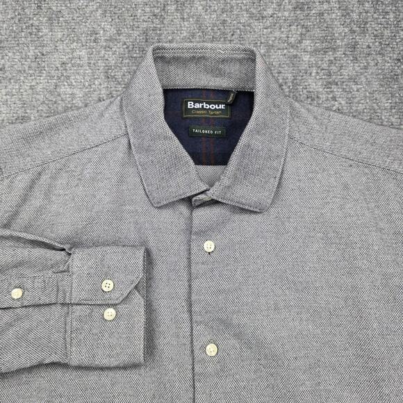 Barbour Shirt Mens Medium Gray Tailored Fit Sween Long Sleeve Button Up Casual - Picture 1 of 16